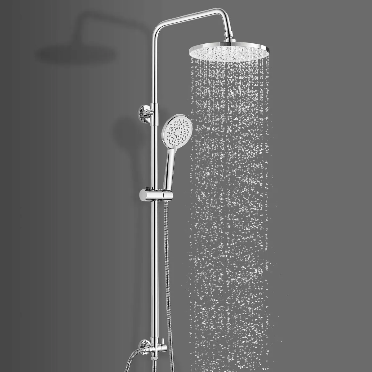 Shower Riser Rail Kit Stainless Steel and Head - Image 1
