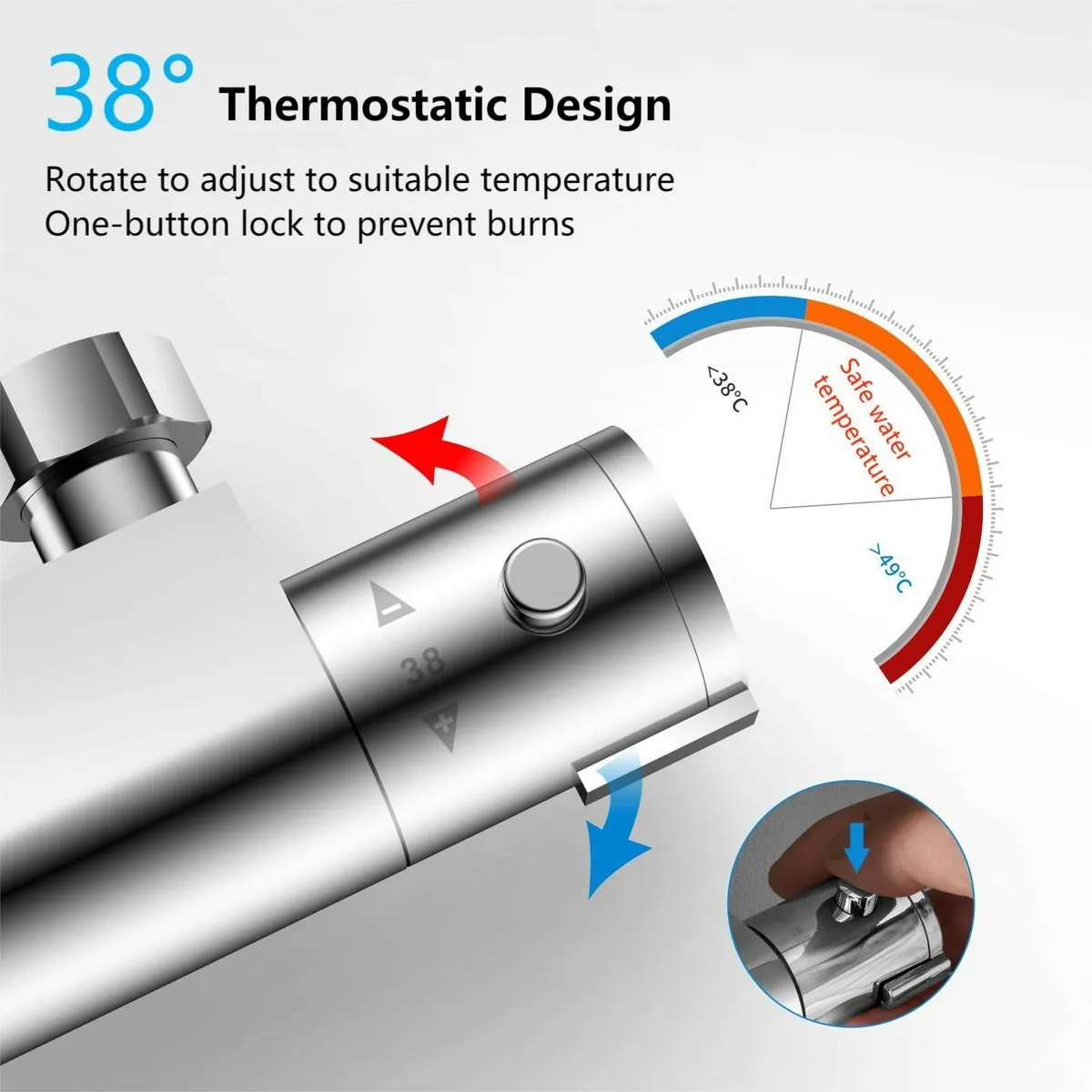 Thermostat Shower Set Height Adjustable Mixer - Image 3