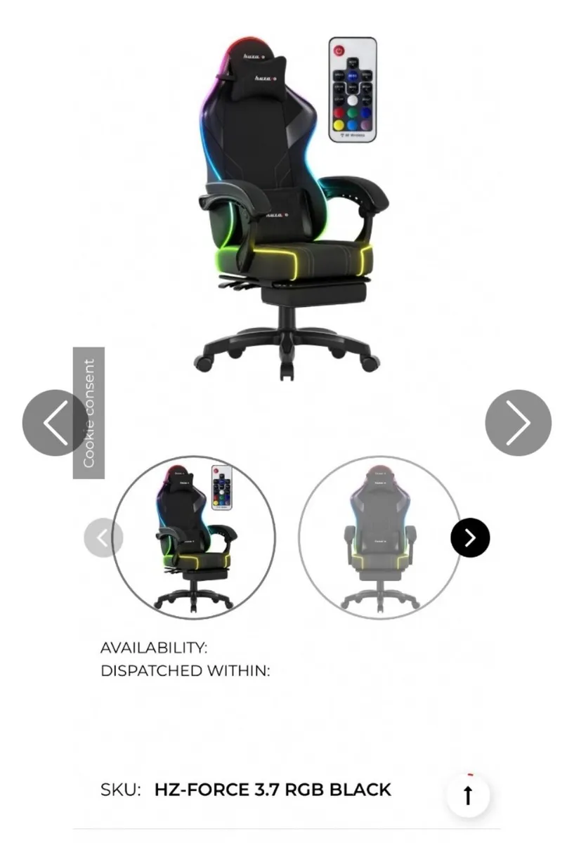 Huzaro Force 3.7 RGB Black Gaming chair - Image 2