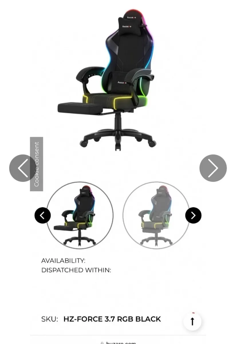 Huzaro Force 3.7 RGB Black Gaming chair - Image 3