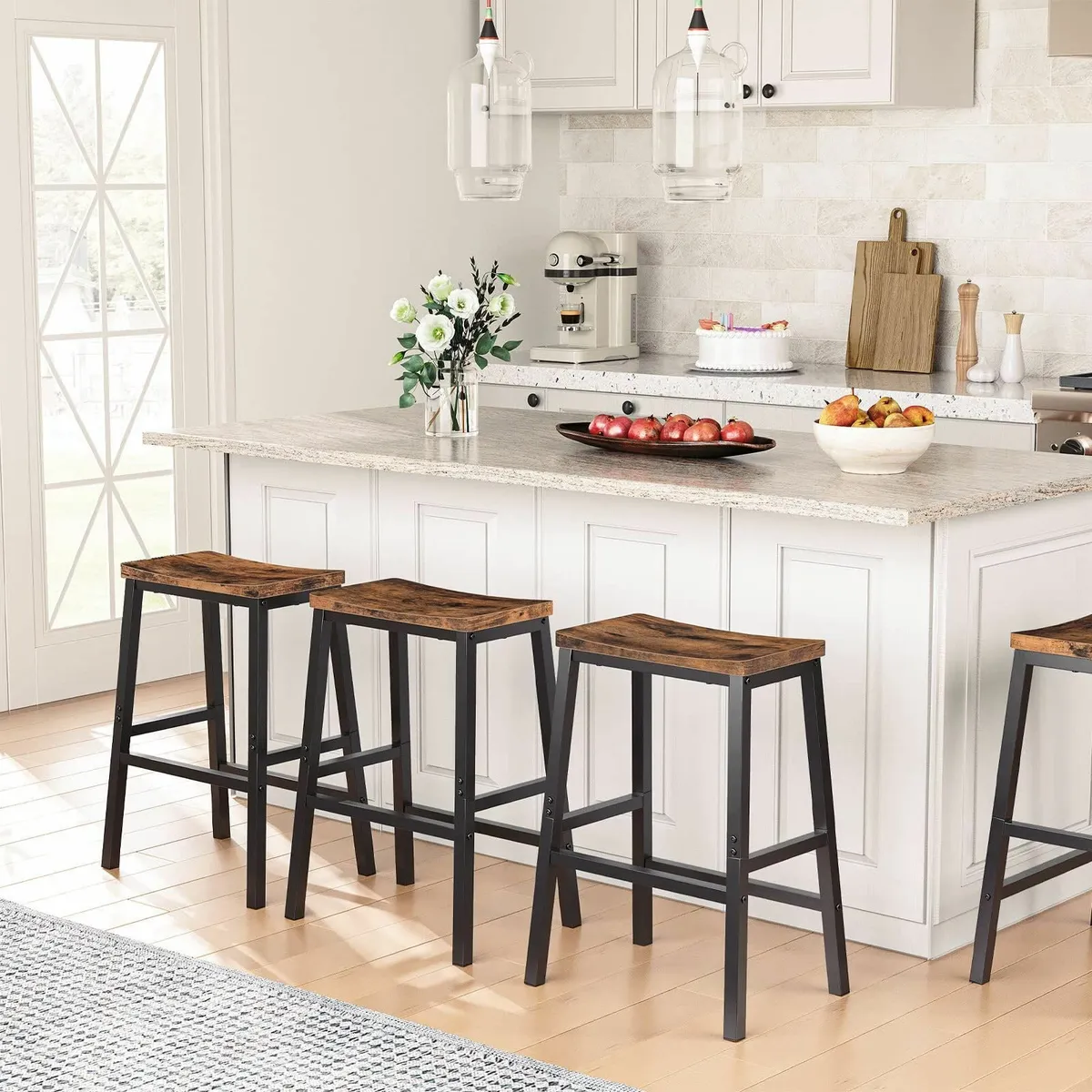 Bar Stools Set of 2 Kitchen Breakfast Height 60 - Image 2