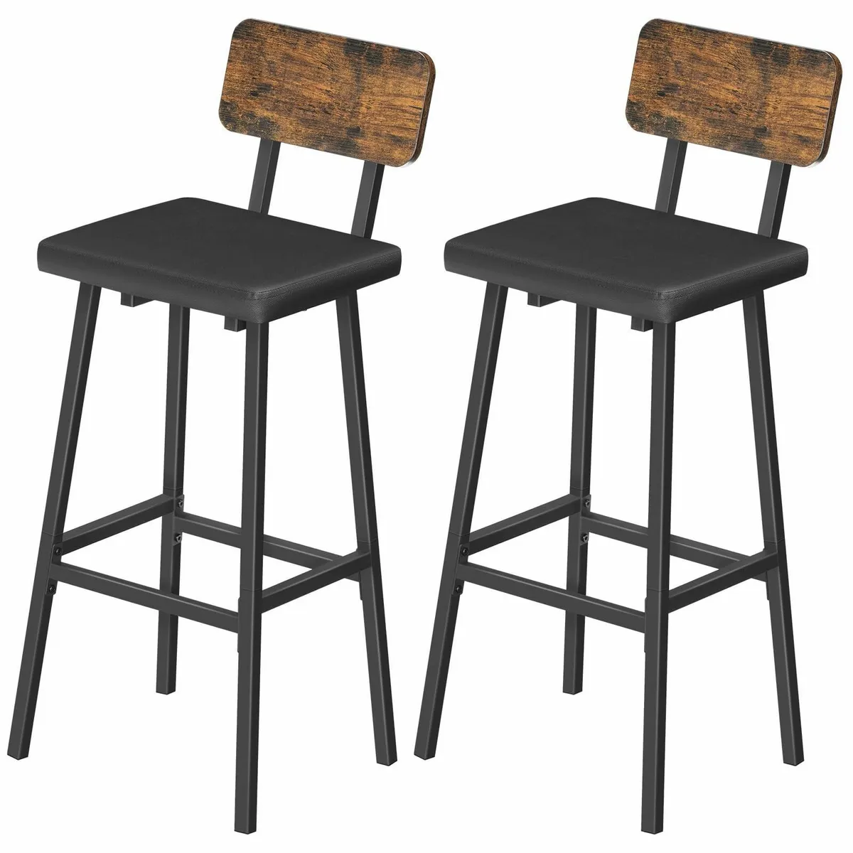 Bar Stools Set of 2 PU Upholstered Breakfast - Image 1
