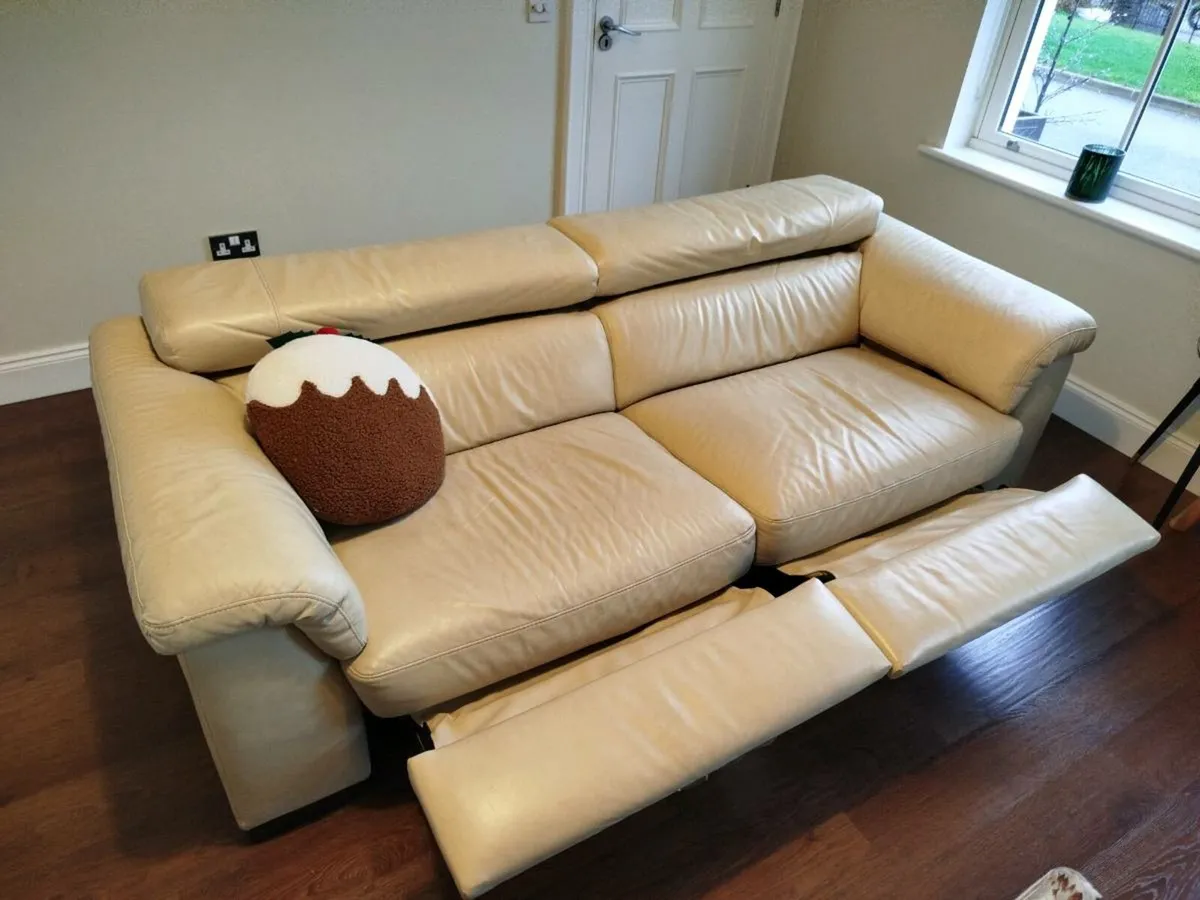 3 seater recliner and 2 seater leather sofas - Image 1