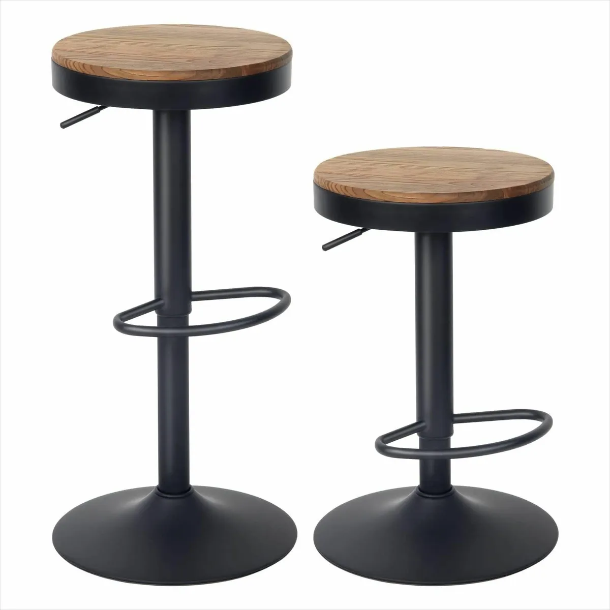 Wooden Bar Stools Set of 2 Adjustable Counter - Image 1