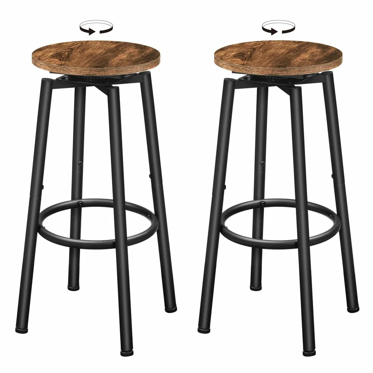 Swivel Bar Stools Set of 2 Round Kitchen Breakfast - Image 1