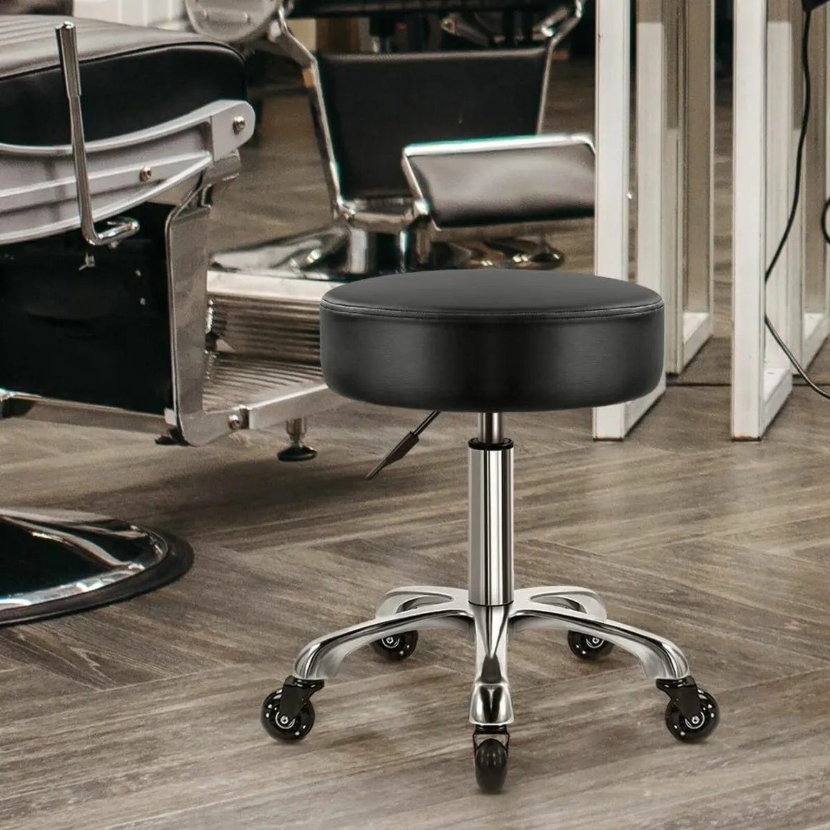 Heavy Duty Beauty Stool On Wheels Swivel Adjustabl - Image 2