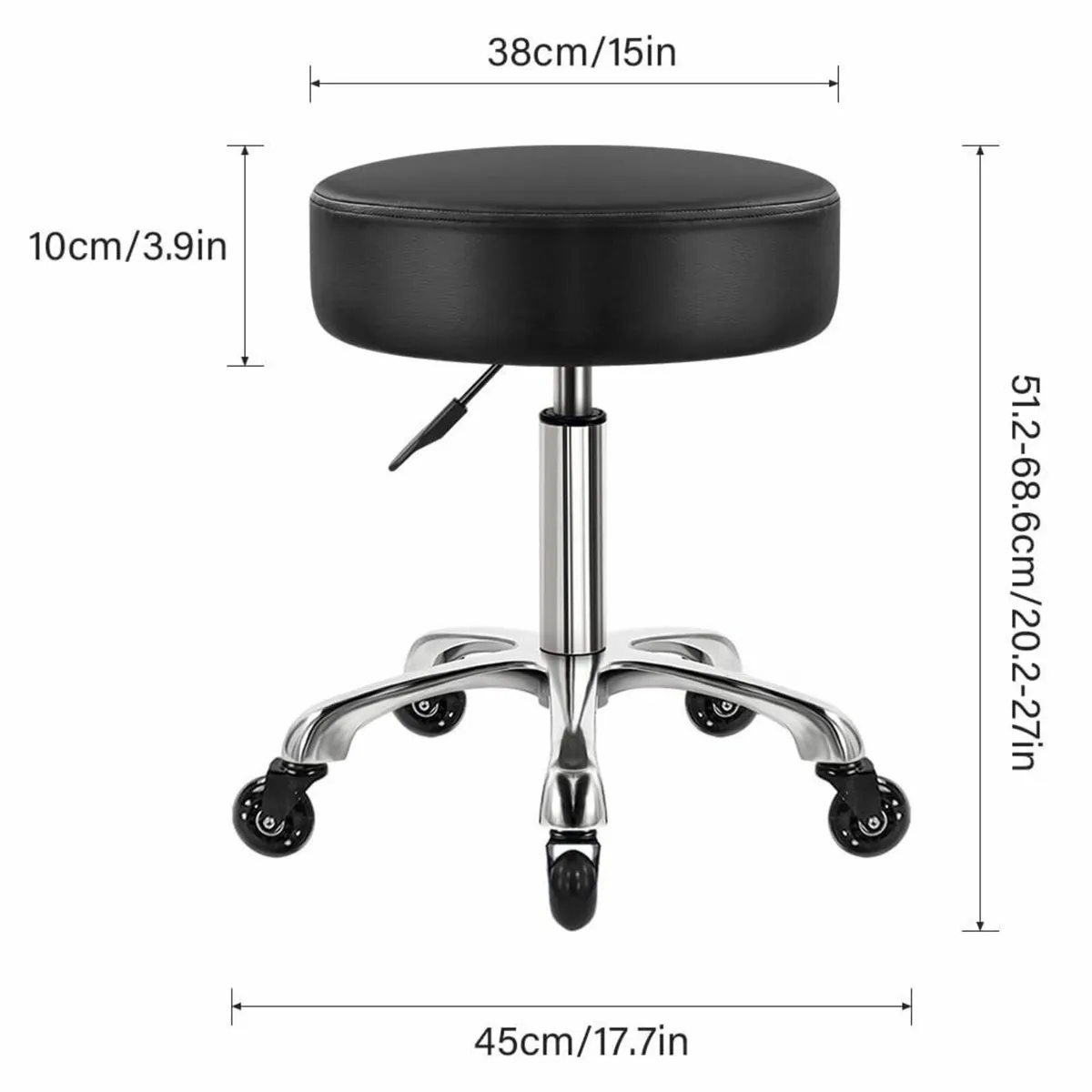 Heavy Duty Beauty Stool On Wheels Swivel Adjustabl - Image 3