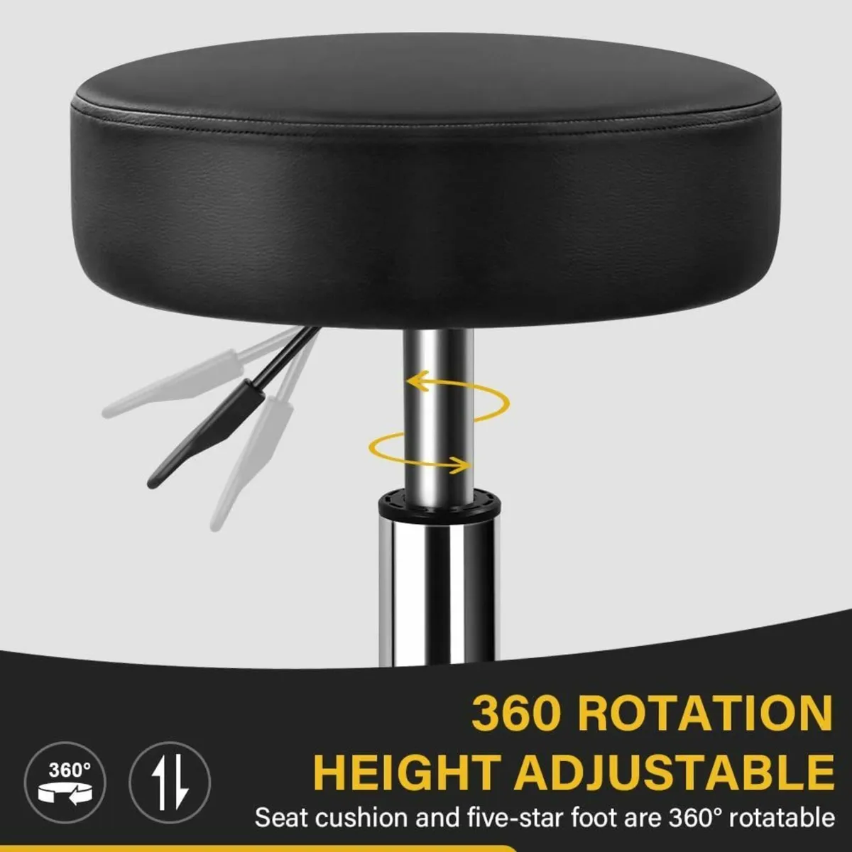 Heavy Duty Beauty Stool On Wheels Swivel Adjustabl - Image 4