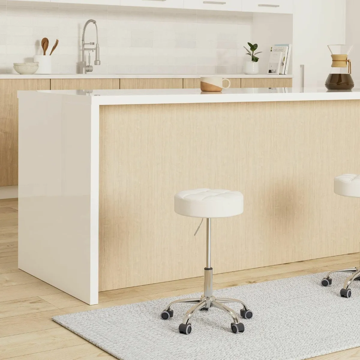 Swivel beauty Stool Round Rolling Stools Adjustabl - Image 2