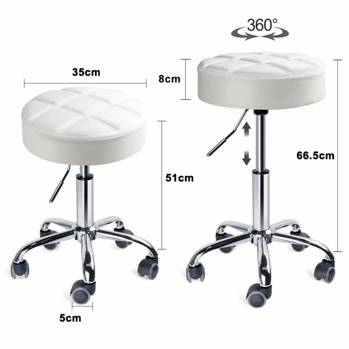 Swivel beauty Stool Round Rolling Stools Adjustabl - Image 3