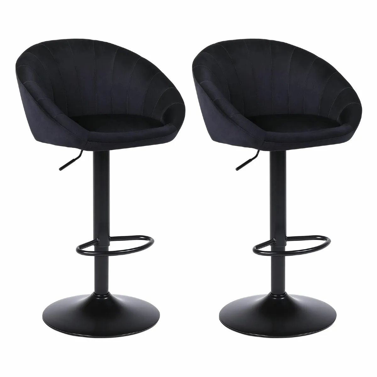 Bar Stools Set of 2 Kitchen Velvet Breakfast with - Image 1