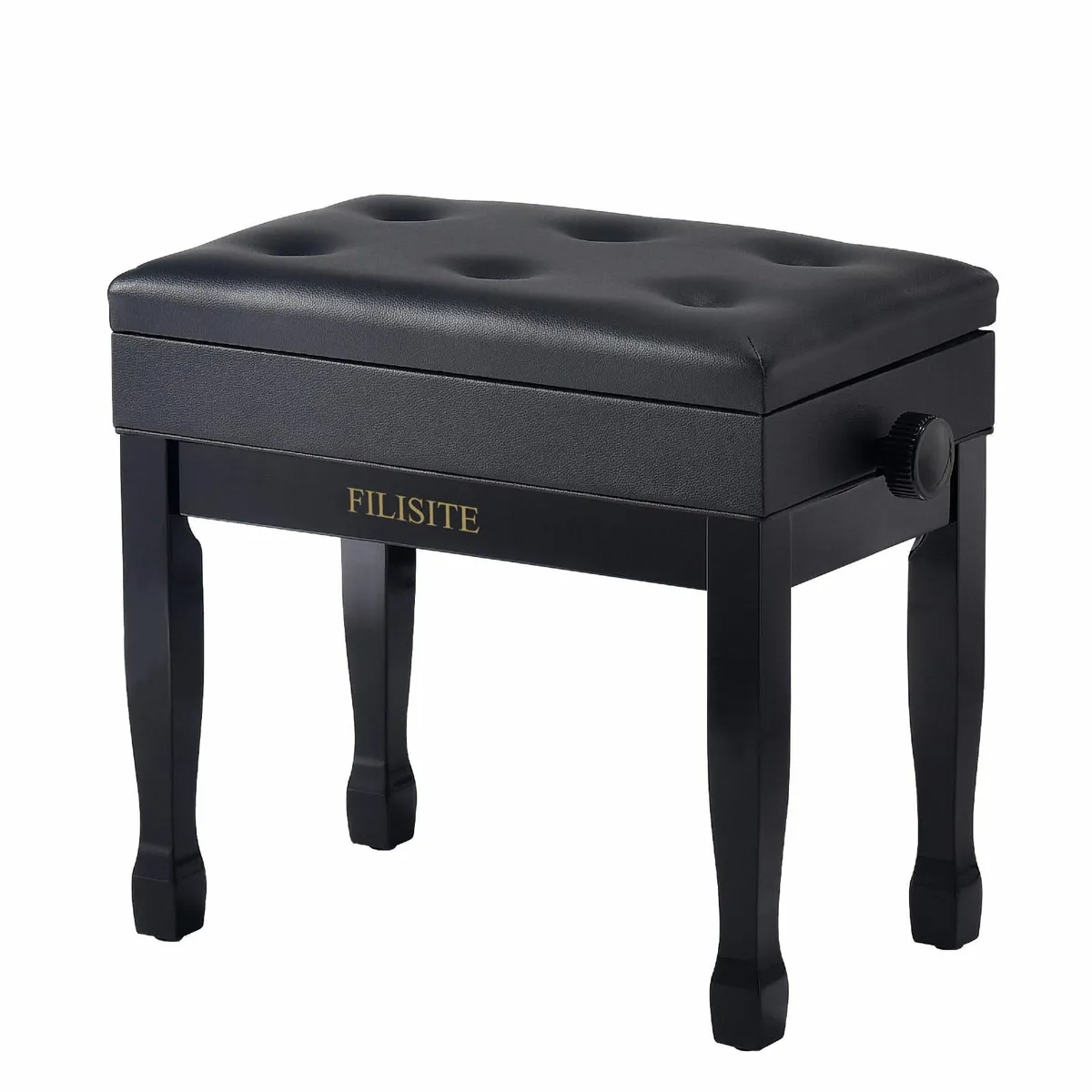Adjustable Height Piano Stool Bench PU Leather - Image 1