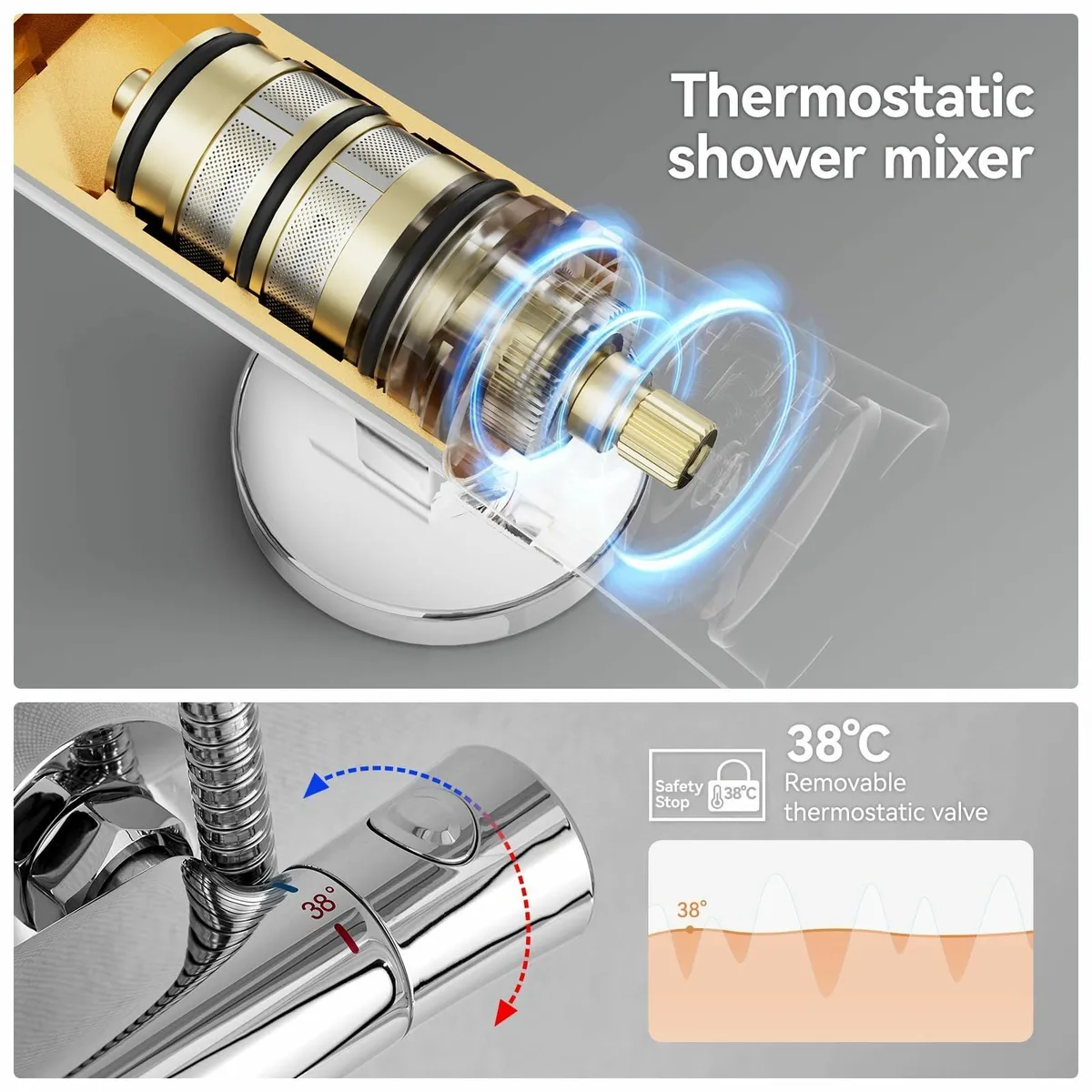 Thermostatic Shower Mixer Set 10 Overhead - Image 2