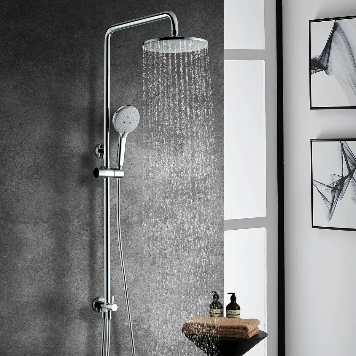 Shower Riser Rail Kit Stainless Steel 9” （23 cm） - Image 1