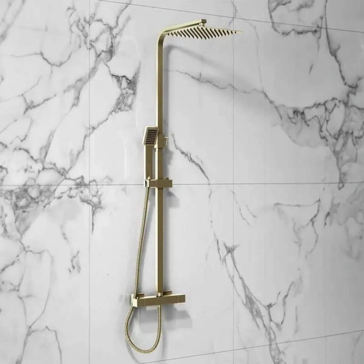 Lunar Brushed Brass Thermostatic Shower with - Image 1