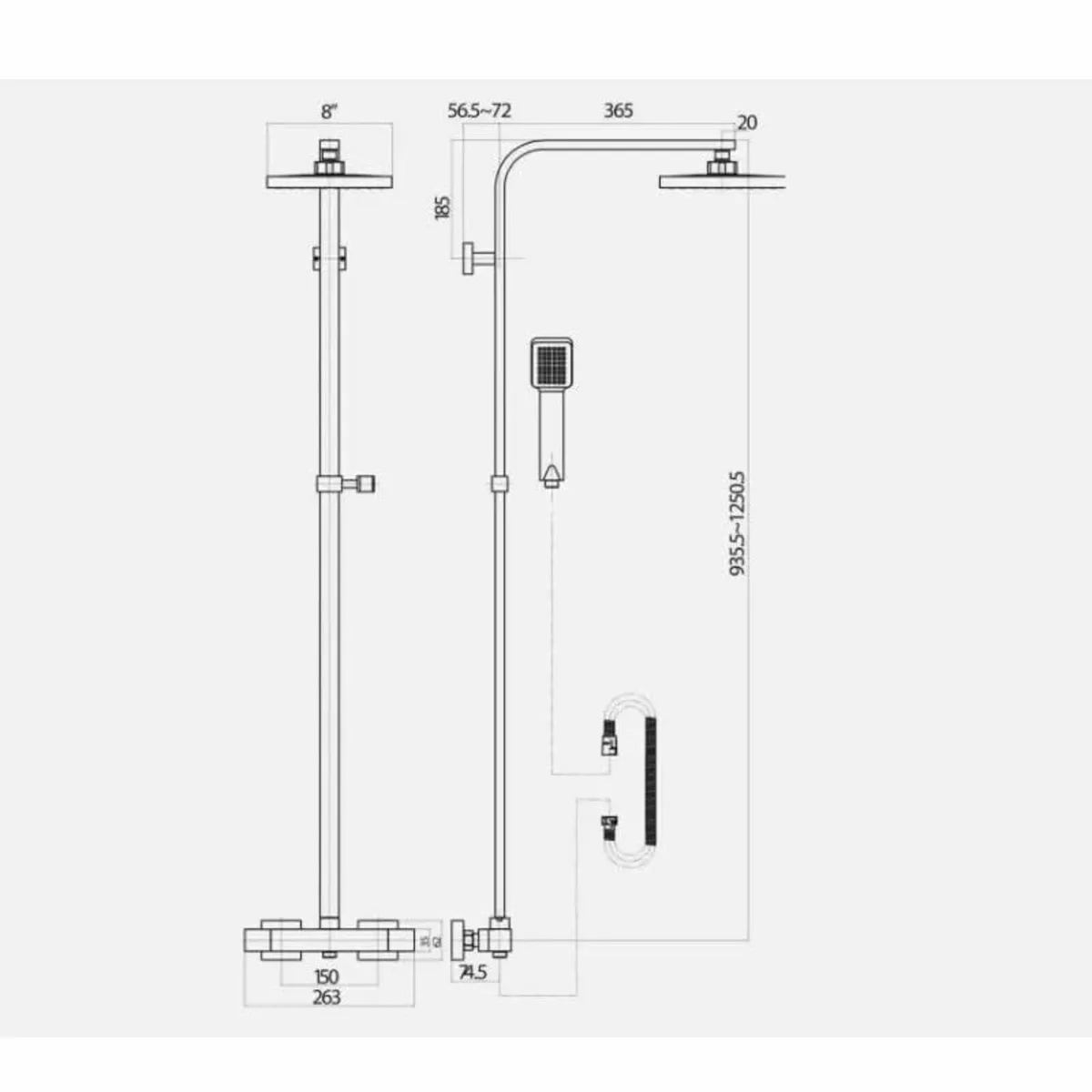 Lunar Brushed Brass Thermostatic Shower with - Image 2