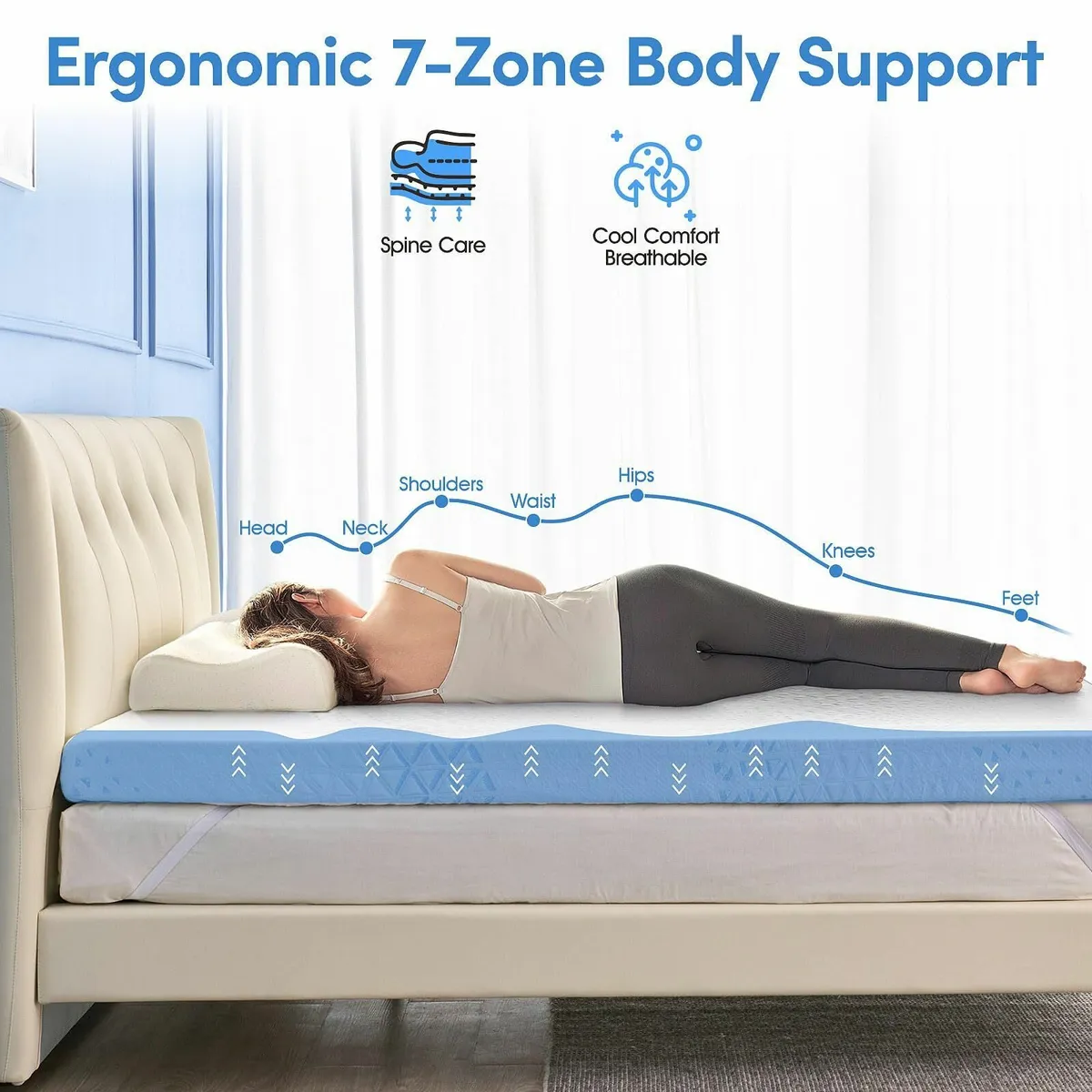 Gel Memory Foam Mattress Topper Double Bed Dual - Image 3