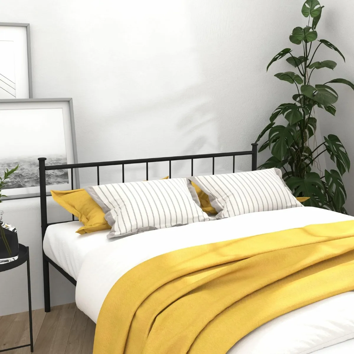 4ft6 Double Bed Frame Modern Style Metal Platform - Image 4