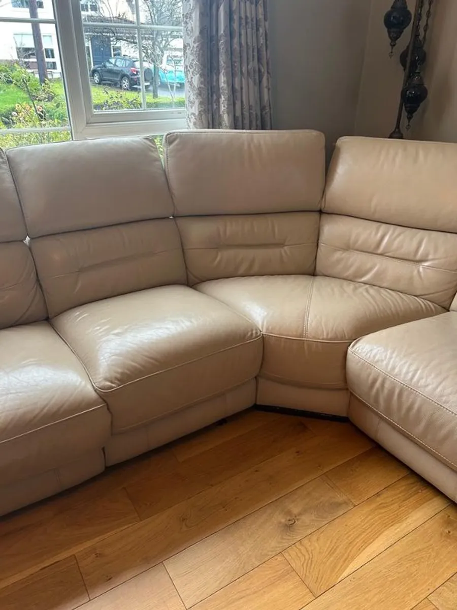 High quality 5 seat cream leather electric corner sofa - Image 2