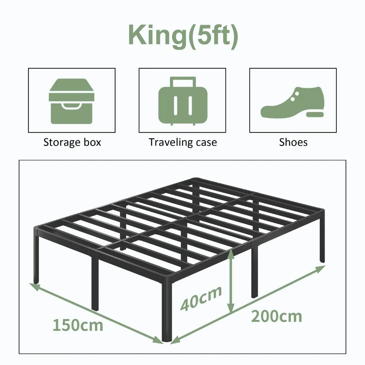 41 cm King Size Bed Frame with Rounded Corner - Image 2