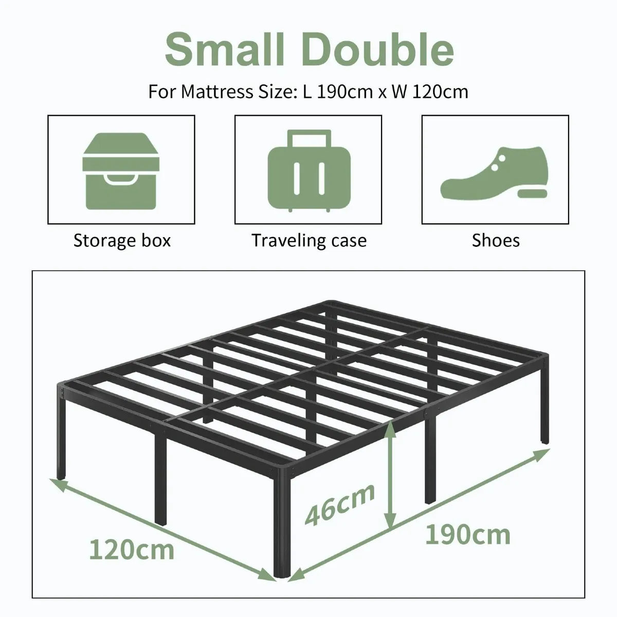 High Small Double Bed Frame 4ft with Rounded - Image 2