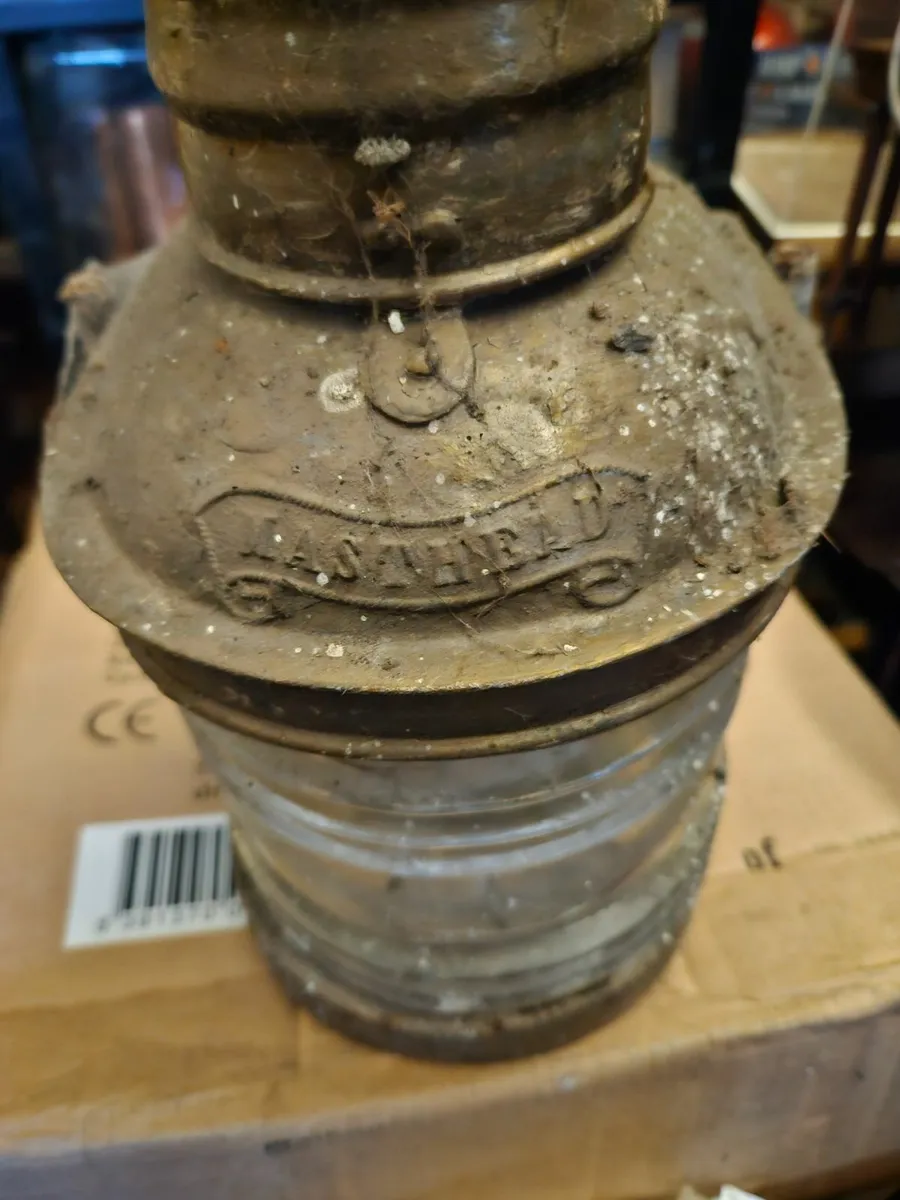 Vintage Antique Brass Ships Lamp - Image 2