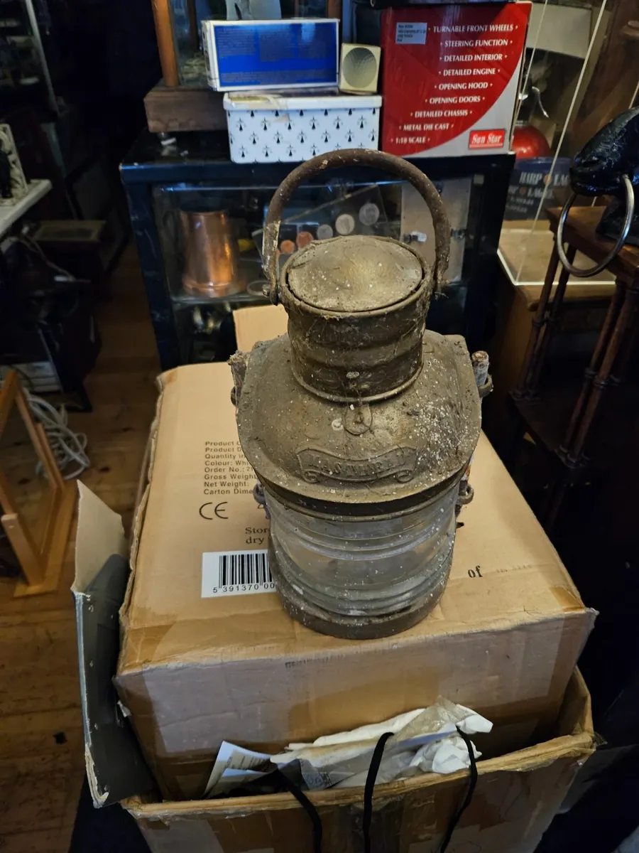 Vintage Antique Brass Ships Lamp - Image 4