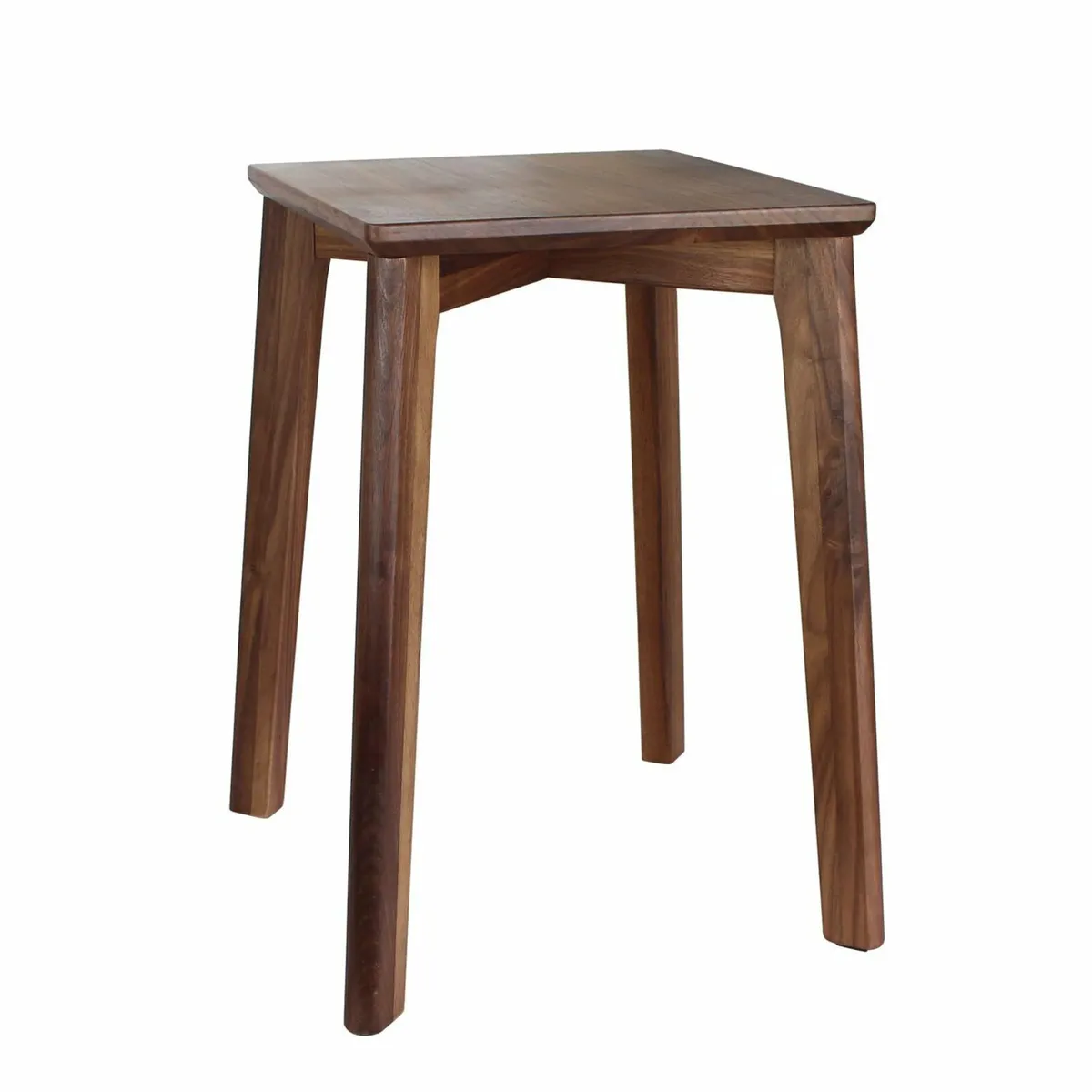 Walnut Wood Stool 45cm high Stackable Backless - Image 1