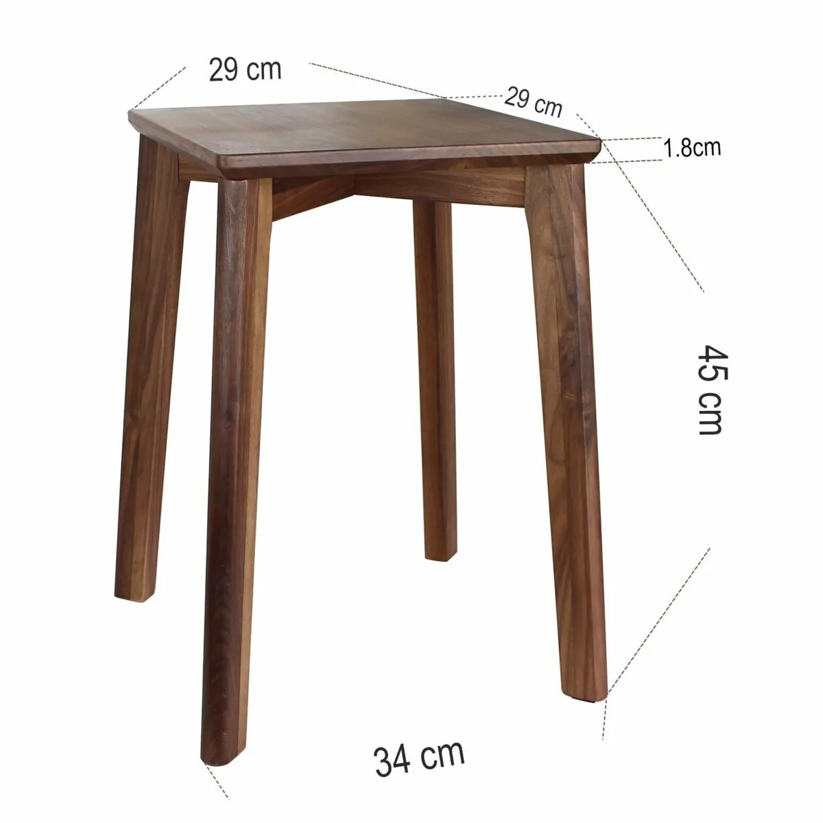 Walnut Wood Stool 45cm high Stackable Backless - Image 2