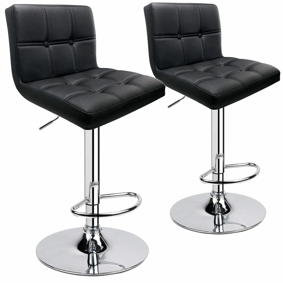 Bar Stools (2/Set) Adjustable Chairs Breakfast - Image 1