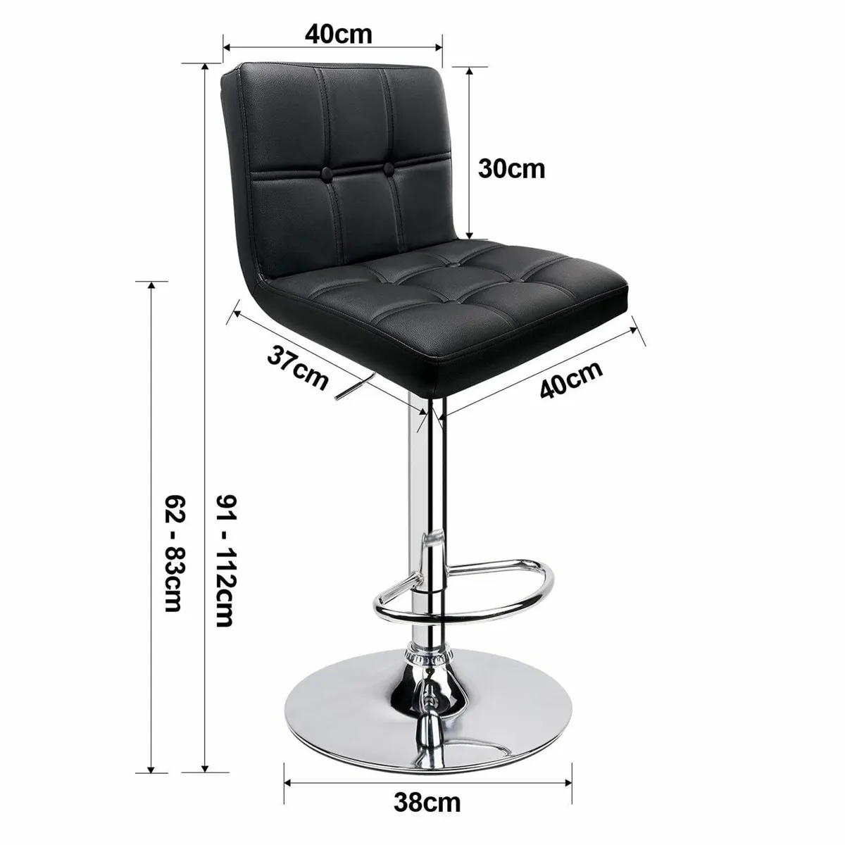 Bar Stools (2/Set) Adjustable Chairs Breakfast - Image 3
