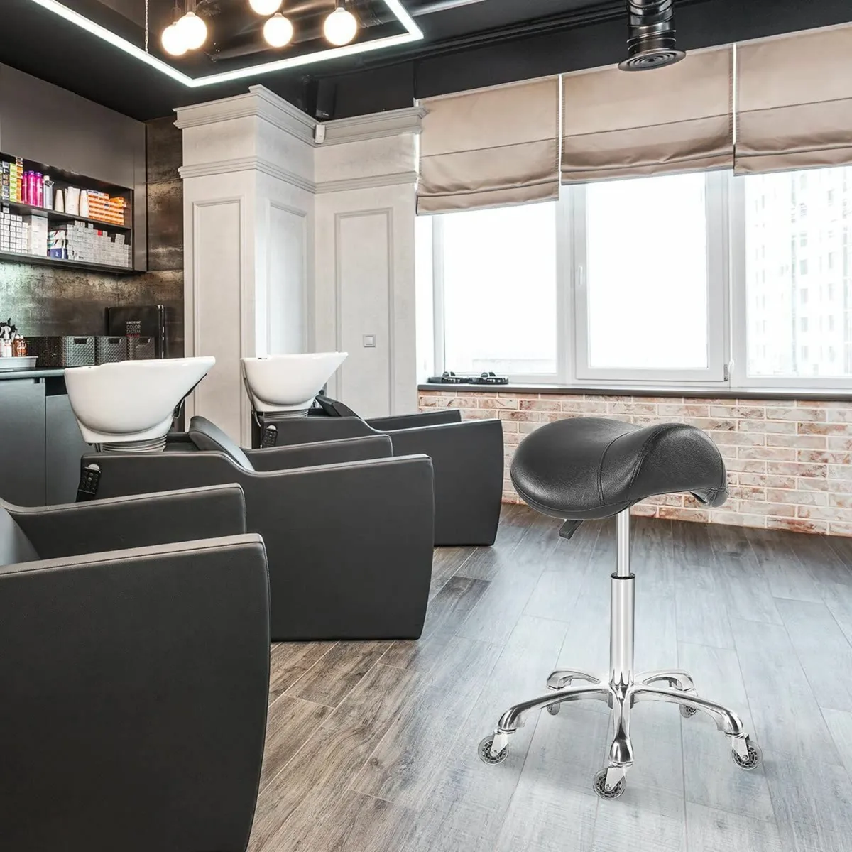 Ergonomic Saddle Stool Chair with Wheels for - Image 2