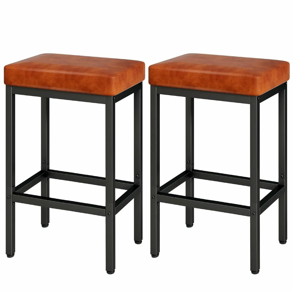 Bar Stools Set of 2 66 cm Caramel Brown Leather 6 - Image 1