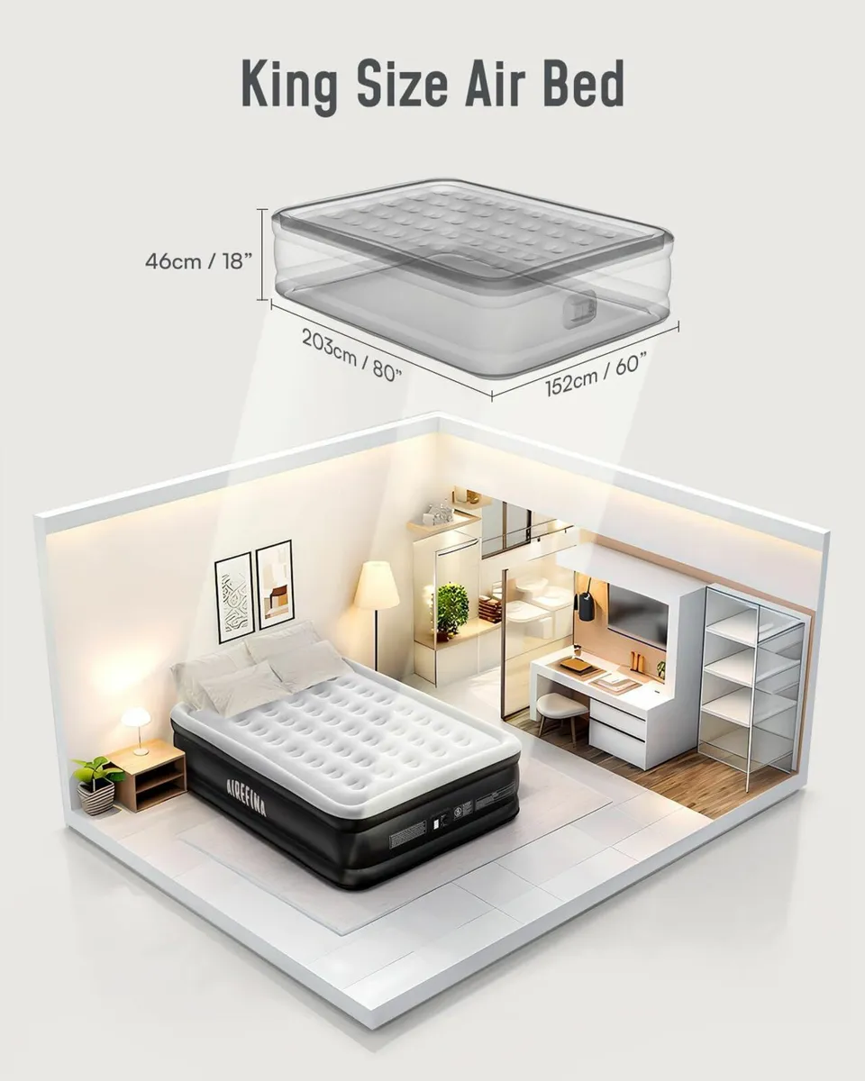 Inflatable Air Mattress King Size Airbed with - Image 2
