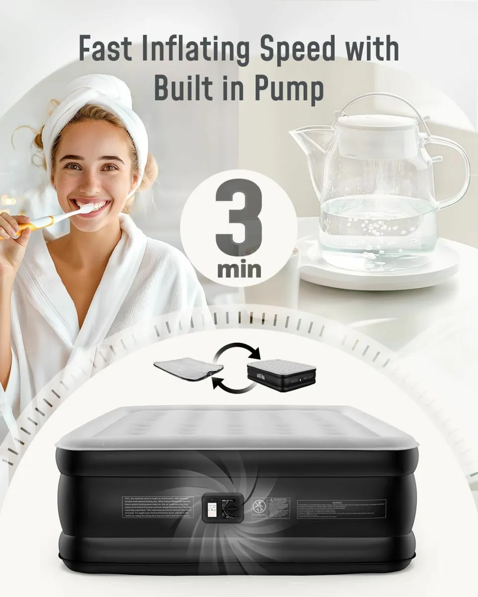 Inflatable Air Mattress King Size Airbed with - Image 3