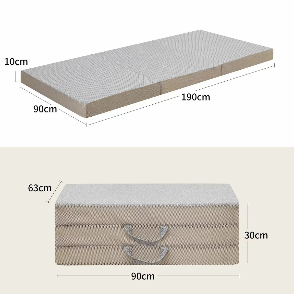 Tri-fold Memory Foam Mattress Portable Floor Bed - Image 3
