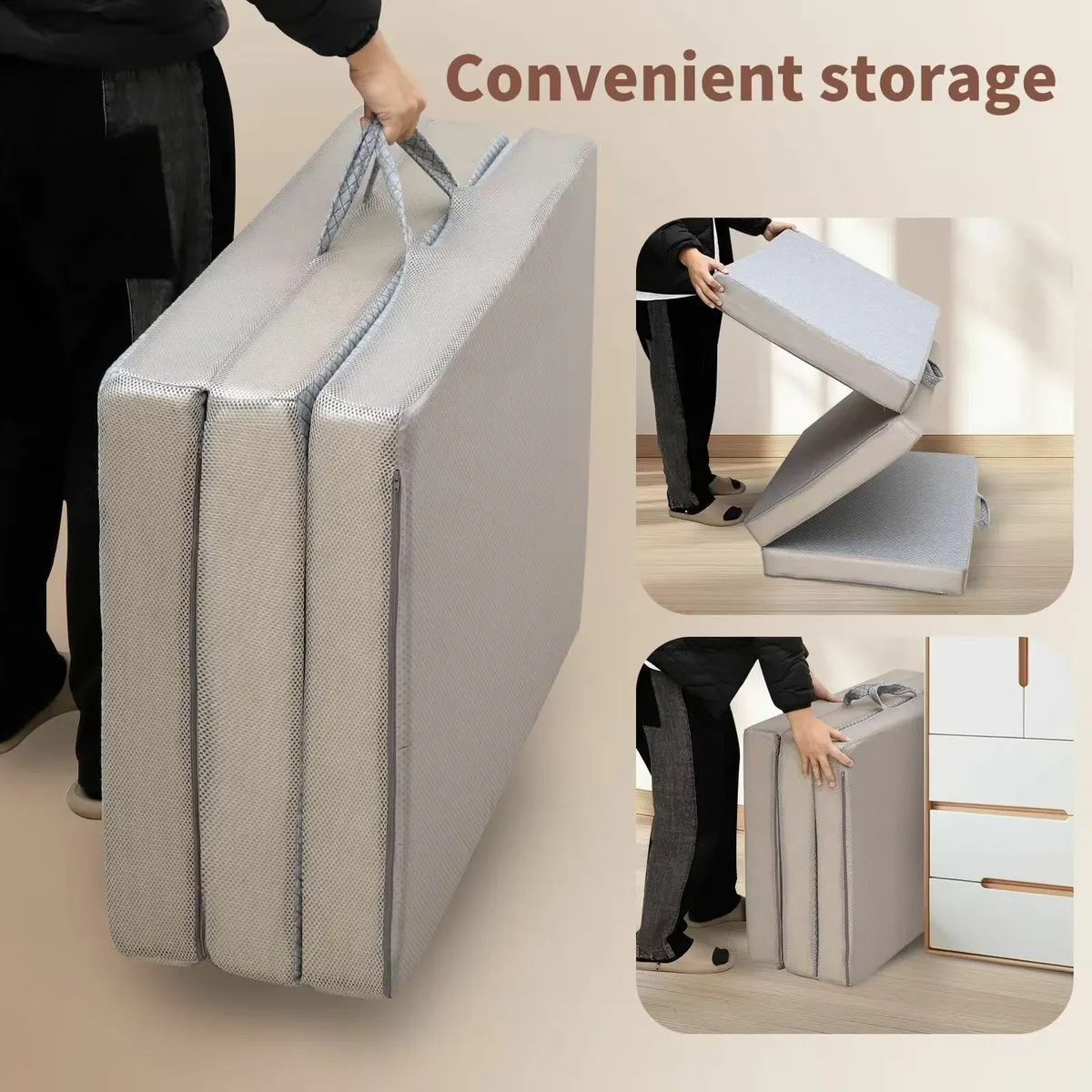 Tri-fold Memory Foam Mattress Portable Floor Bed - Image 4