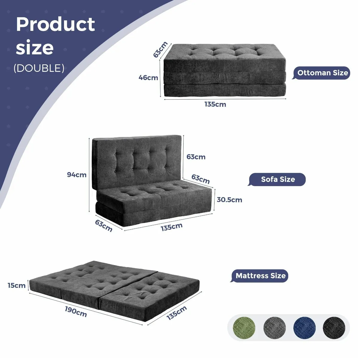 Folding Mattress Double 15cm Comfy Foldable with - Image 2