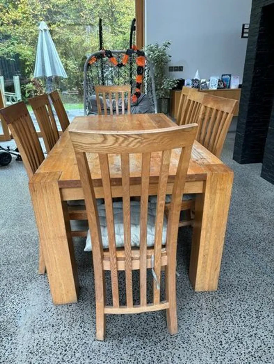 Dining table and 8 chairs solid wood 400 - Image 2