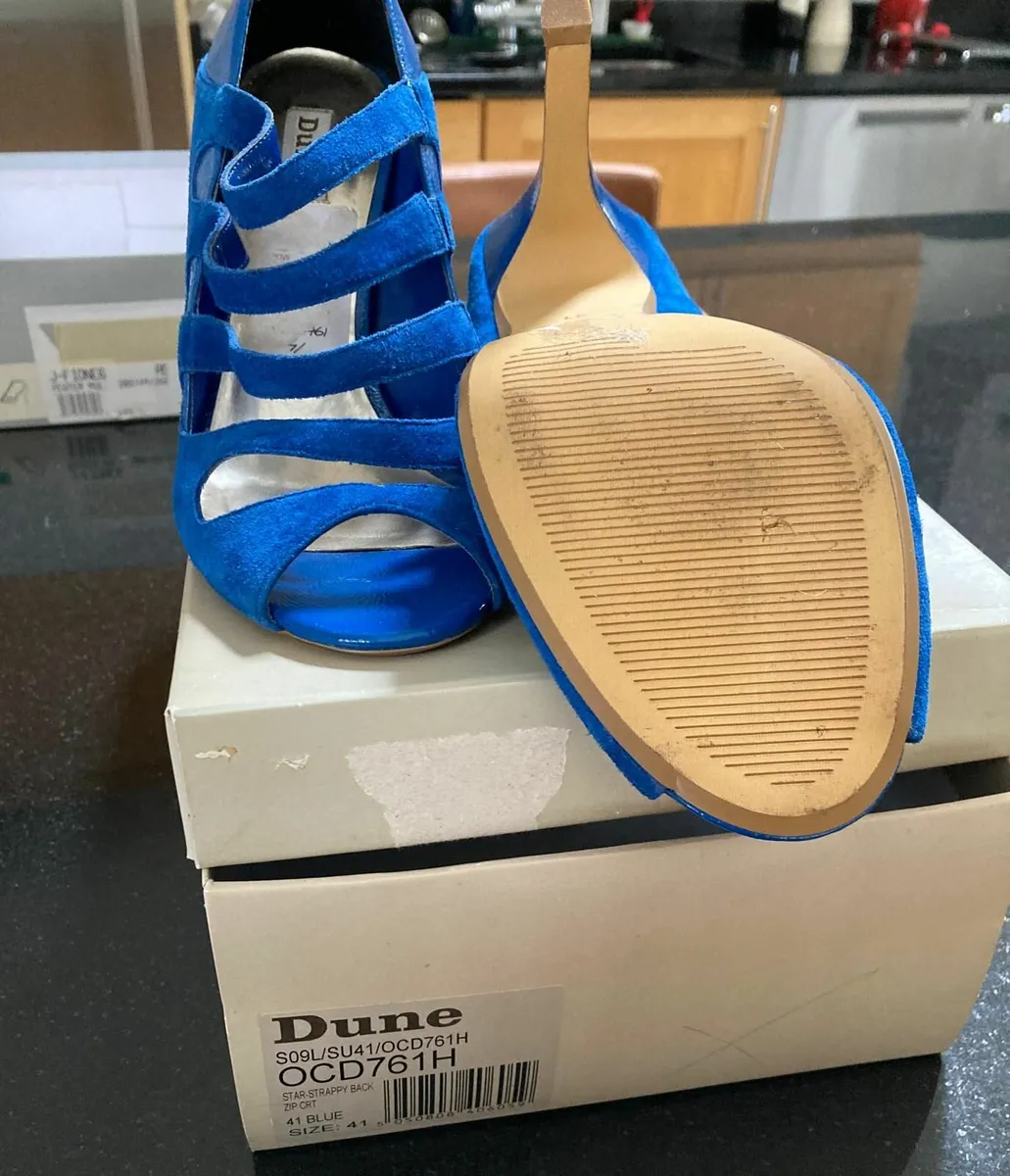 Ladies Blue Dune Strappy Back Zip High Heels - Image 1