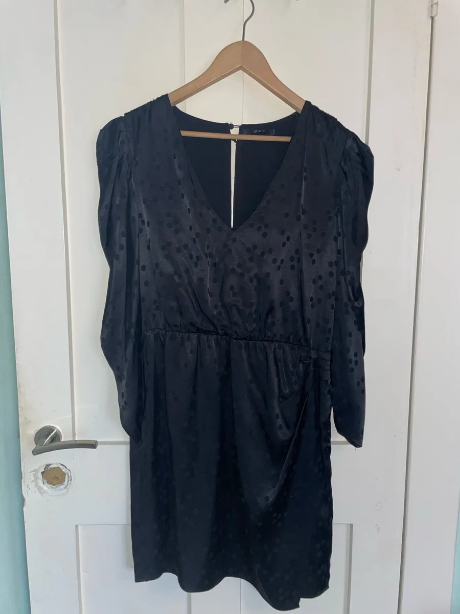 Guess Black Polka Dot Satin Mini Dress - Image 2