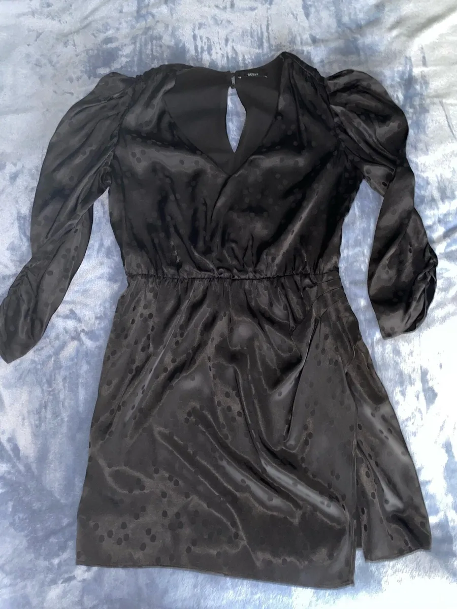 Guess Black Polka Dot Satin Mini Dress - Image 3