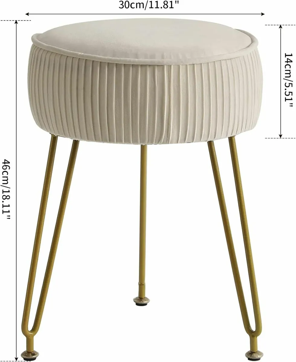 Velvet Round Footrest, Makeup Vanity Stool - Image 4