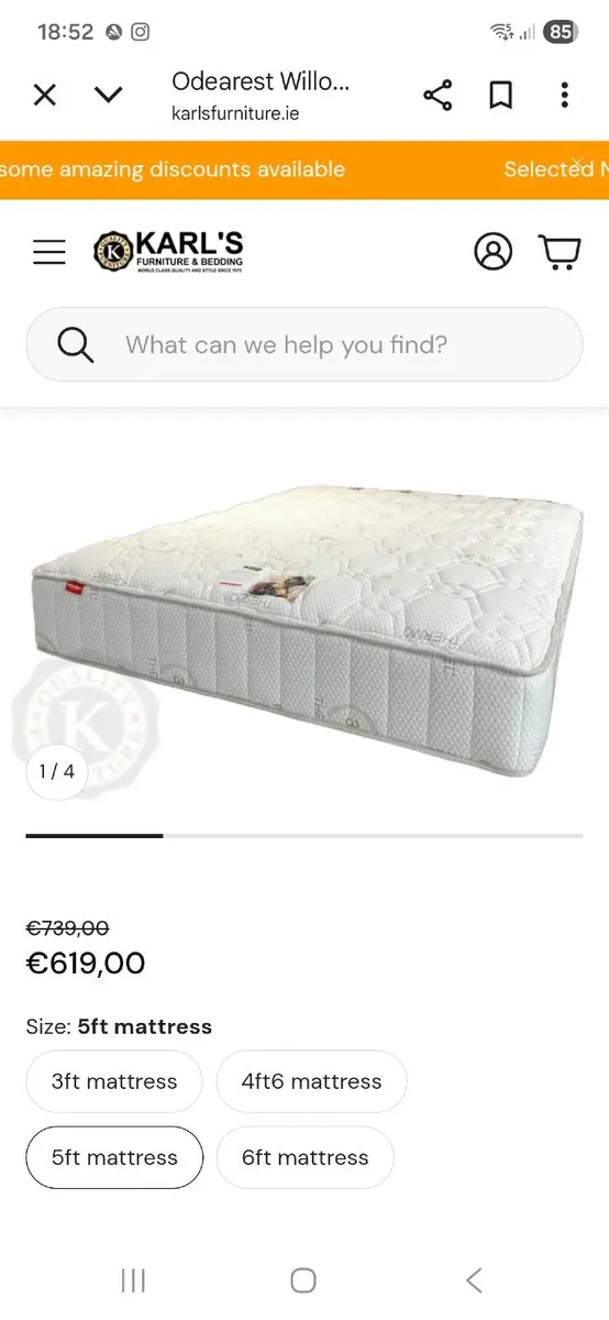 5ft king Odearest Willow Mattress - Image 2