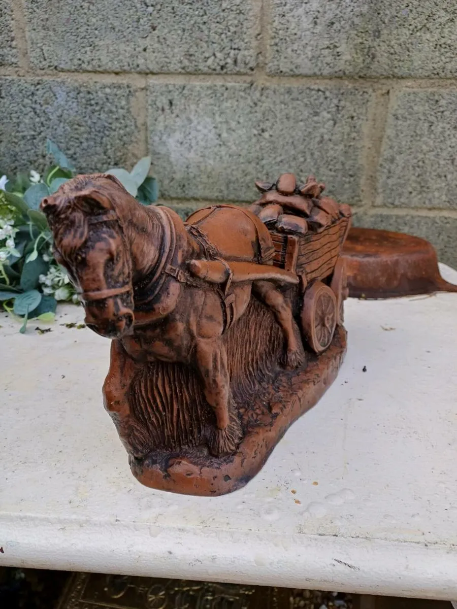 Vintage Horse & Cart Sculpture - Image 4