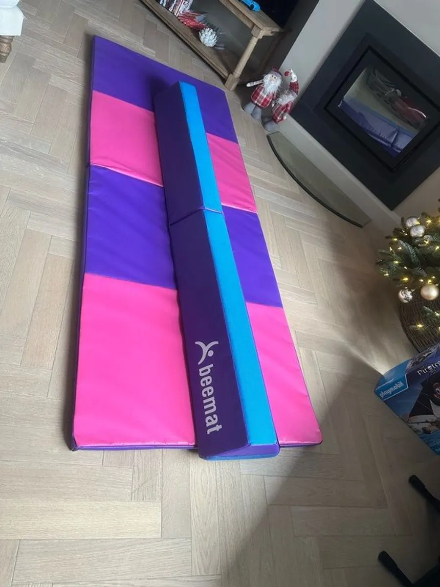 Beemat Foldable Balance Beam & Mat | Pink & Blue - Image 1