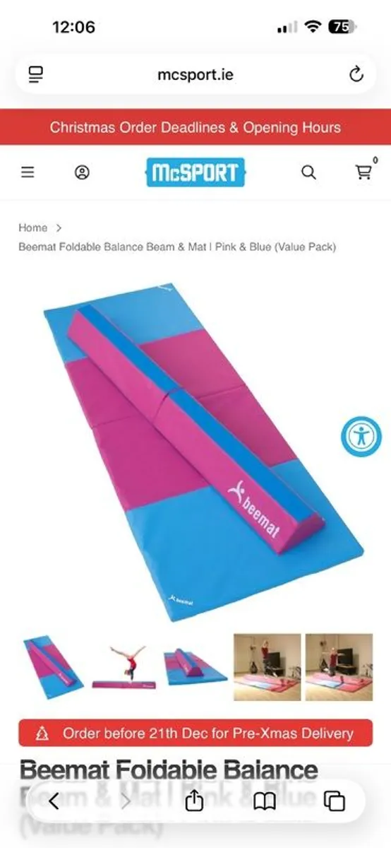 Beemat Foldable Balance Beam & Mat | Pink & Blue - Image 3