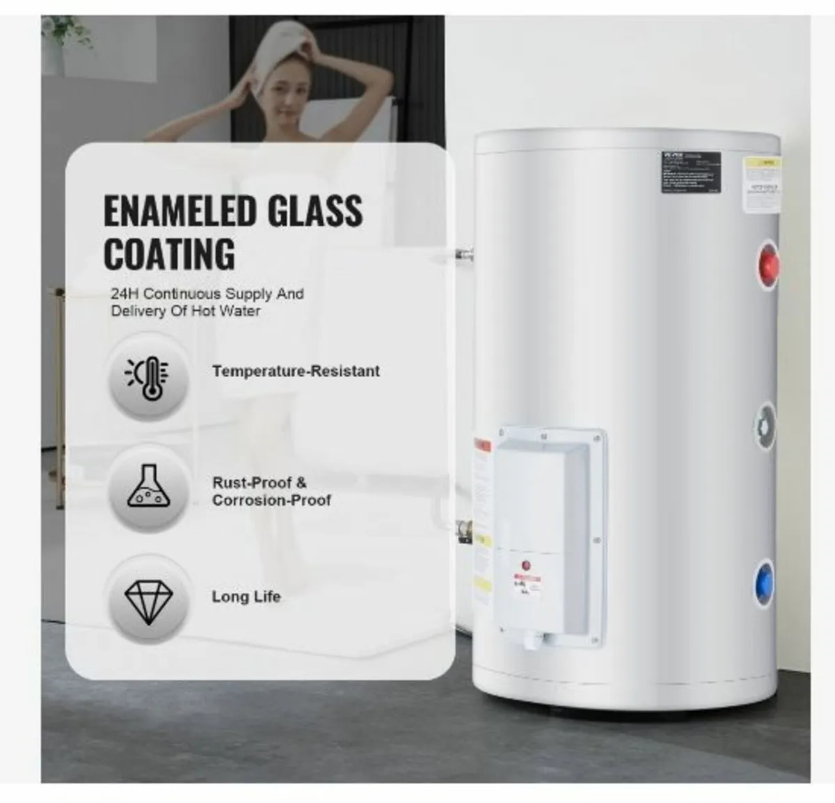 Electric Water Heater, 18 Gallon Tank Instant Hot - Image 4