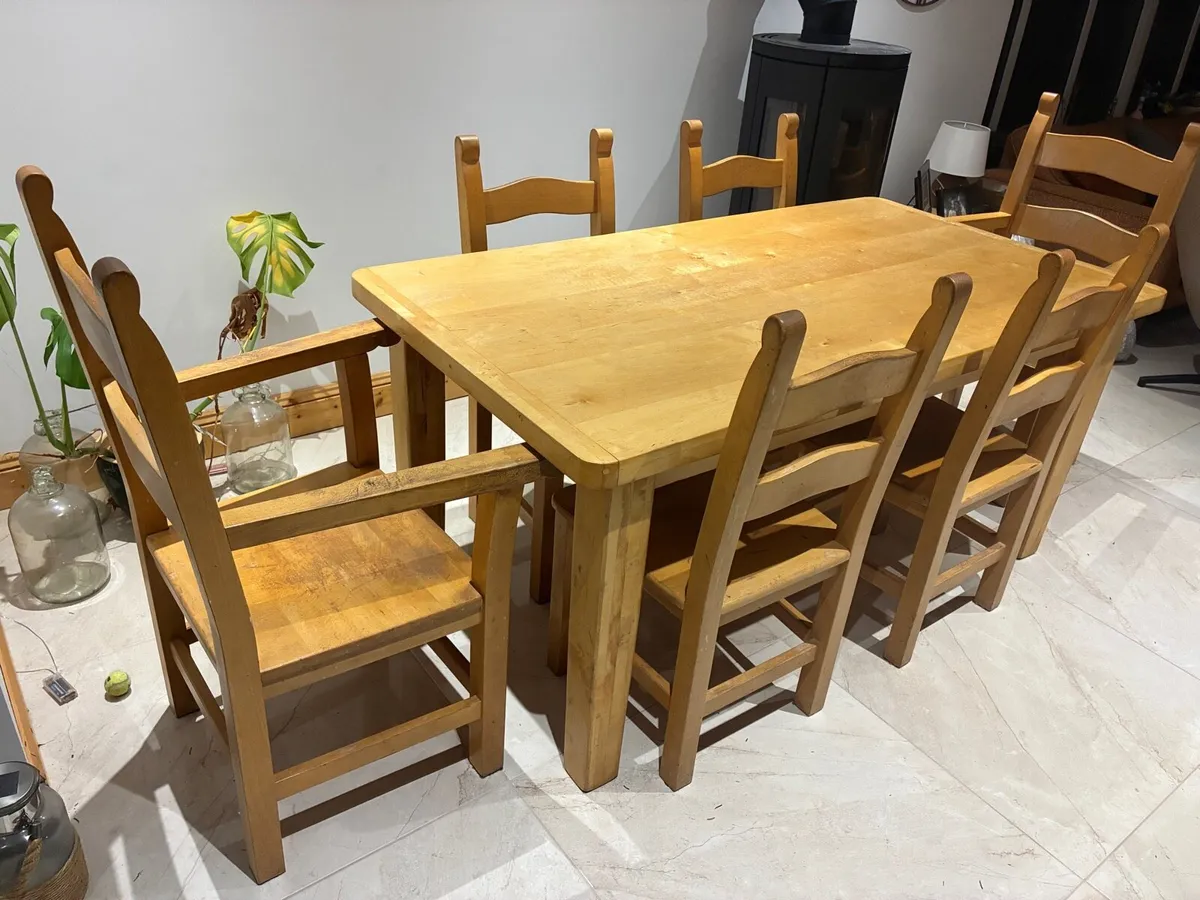 Solid Alder Dining table and chairs -Bespoke - Image 2