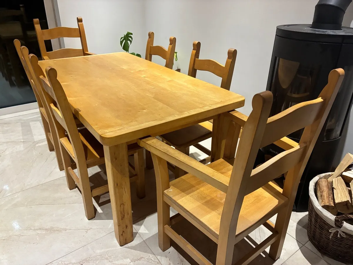 Solid Alder Dining table and chairs -Bespoke - Image 3